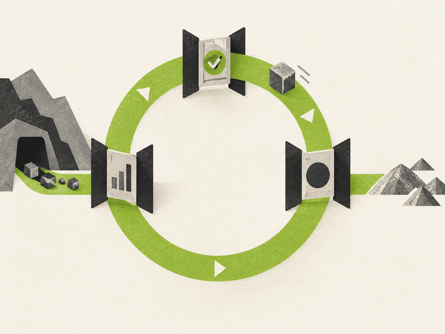 Illustration of an automated loop passing through control gates