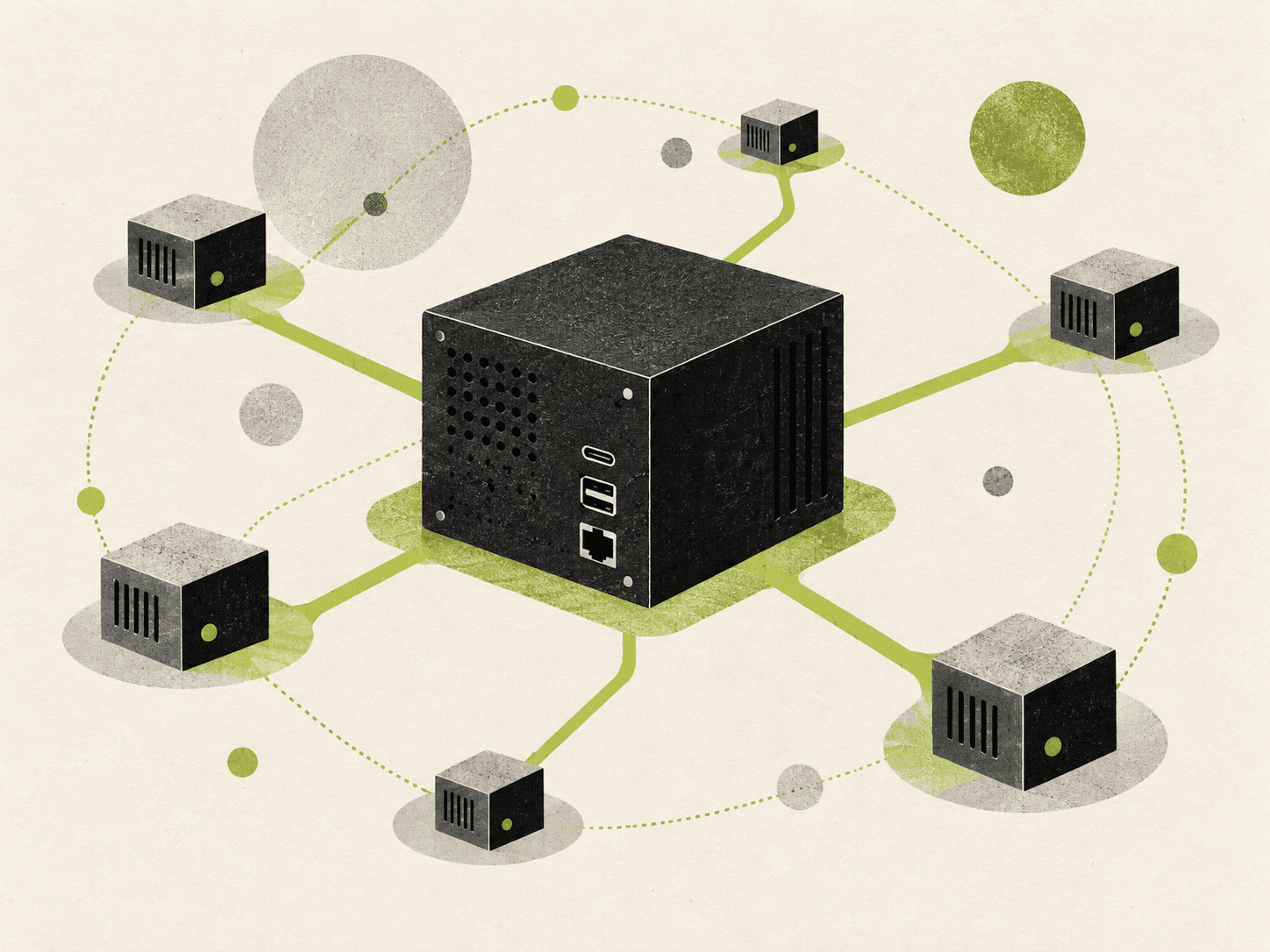 Illustration of a private compute node connected to a wider network